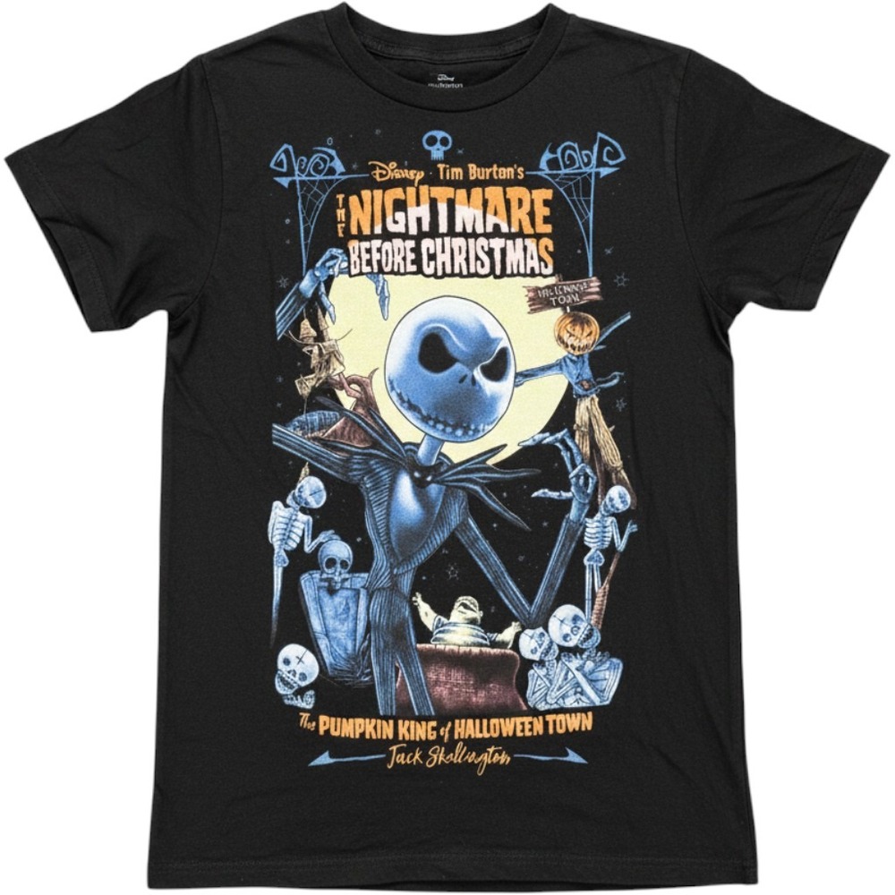 Disney Nightmare Before Christmas Jack Skellington Black Graphic T-Shirt XS‎